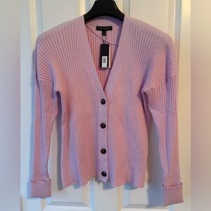 Banana Republic Lilac V-Neck Ribbed Button Down Cardigan. Size L, NWT